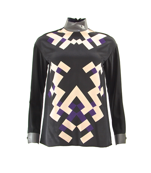 Bluse langarm in schwarz mit Muster
