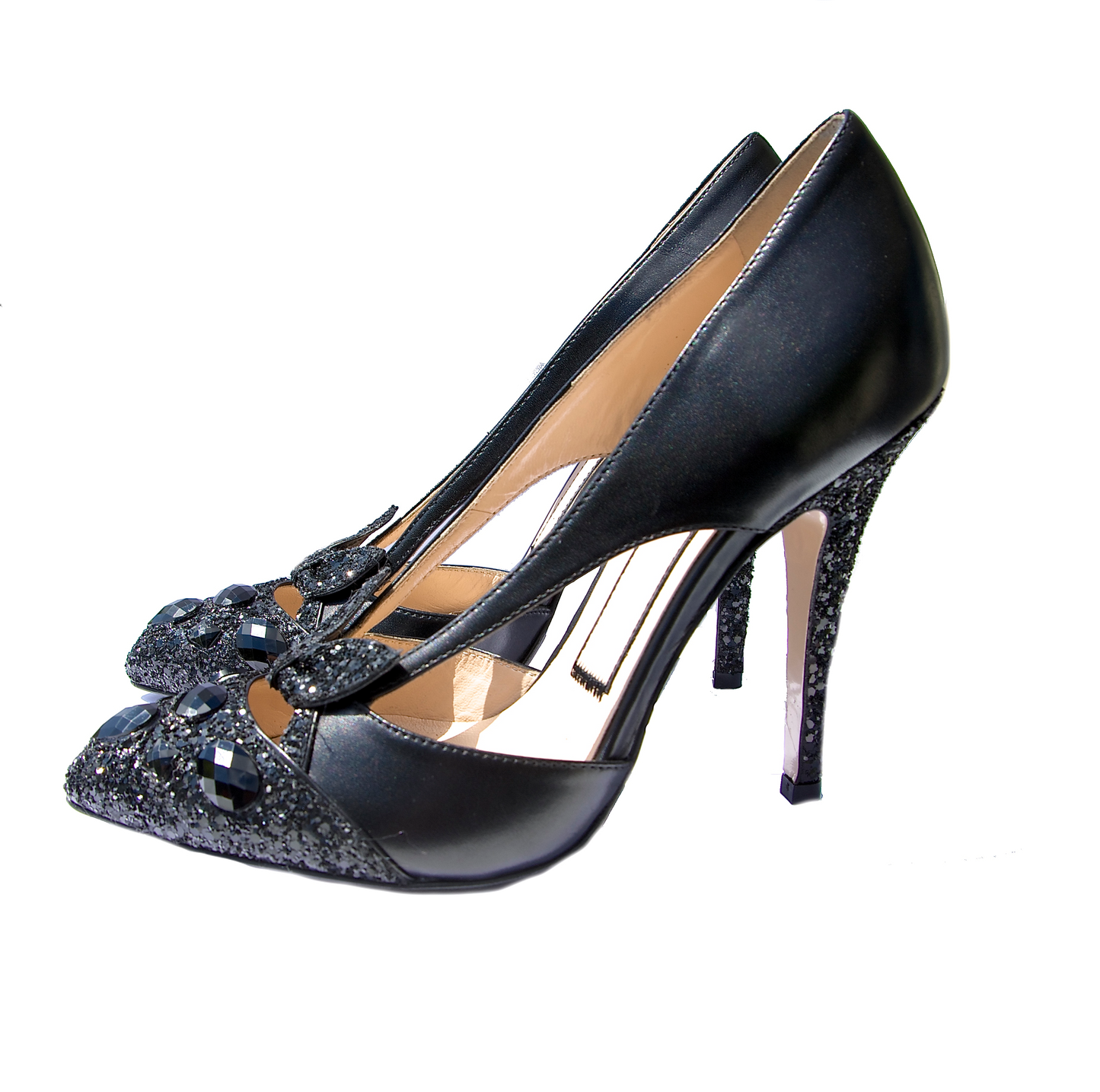 Numeroventuno Pumps in schwarz mit Glittersteinen