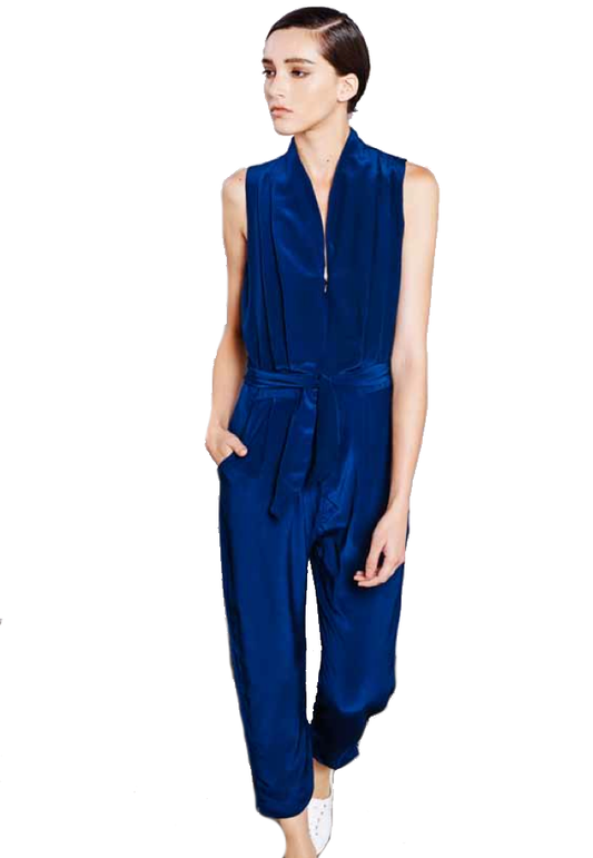 Navy Jumpsuit Overall blau in Seide